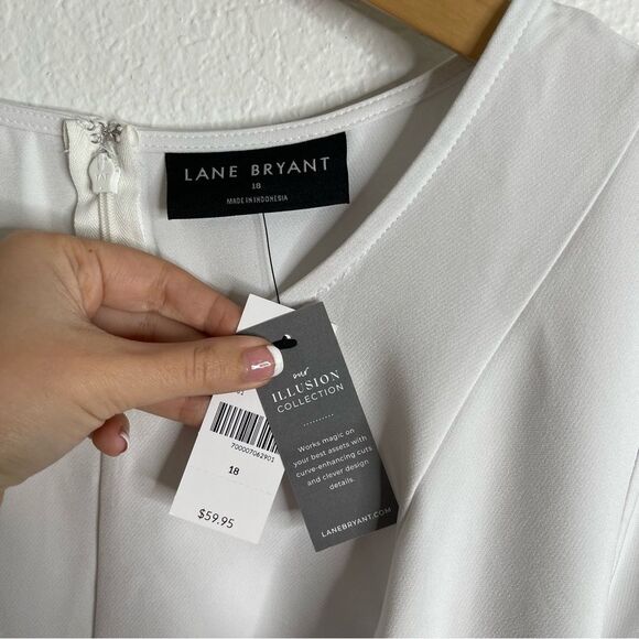 Lane Bryant Illusion Collection Tie Waist Blouse White Size 18 - Picture 2 of 5